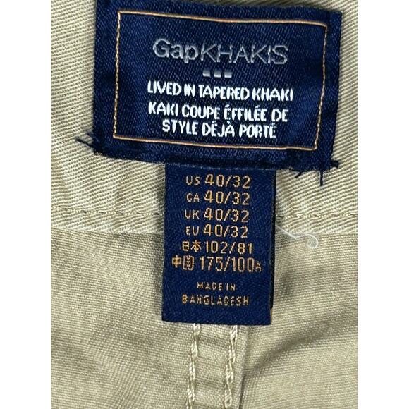 Gap Khakis Mens Chino Pants Size 40x32 Beige Tapered Khaki Cut in a Worn Style - Picture 8 of 13